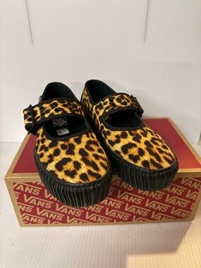 Vans Leopard Print Mary Jane Platform Shoes - Black & Yellow